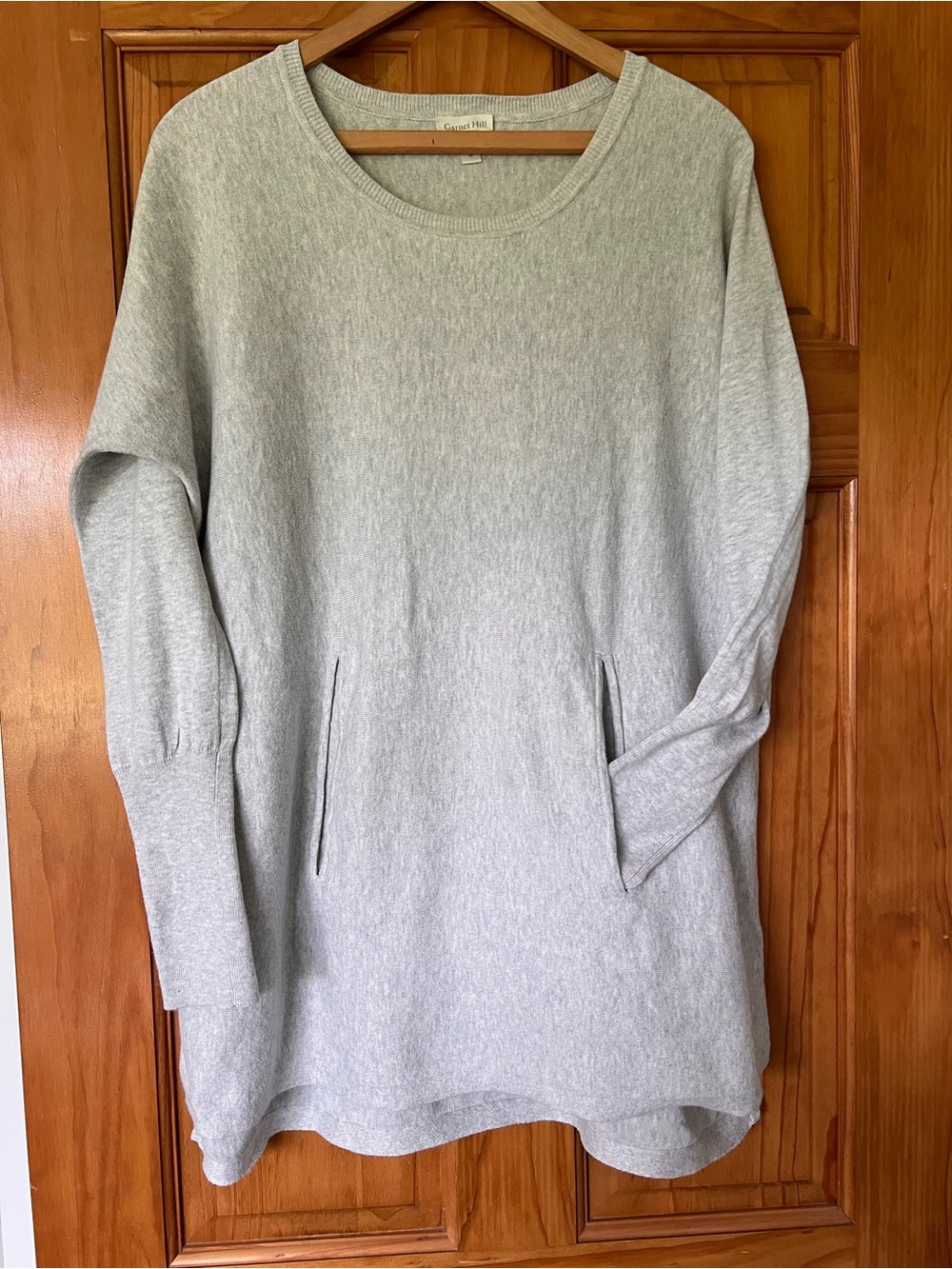 Garnet Hill Light Gray Crewneck Pullover Sweater- medium
